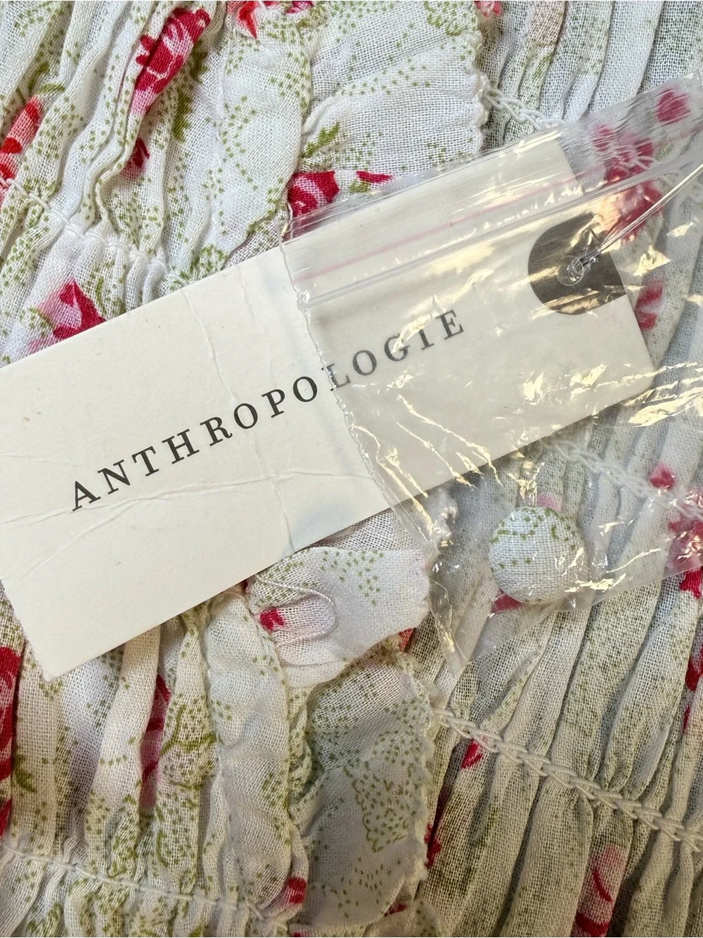 Anthropologie Floral Smocked Eyelet Puff Sleeve Blouse Size S NWT Cottagecore